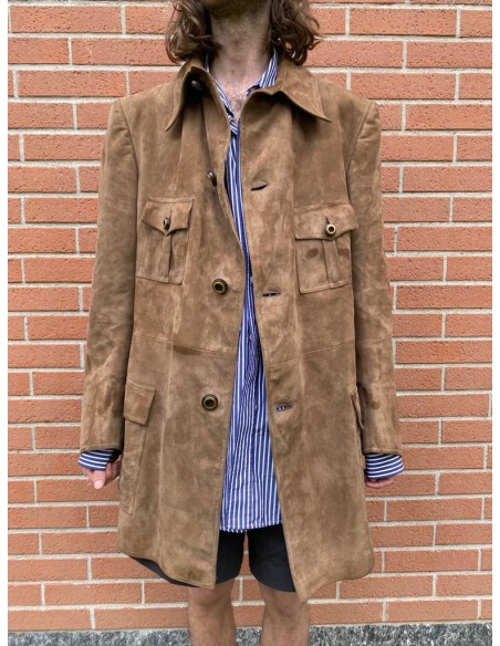 Giacca lunga in camoscio