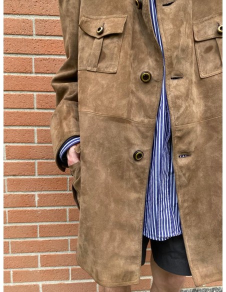 Giacca lunga in camoscio