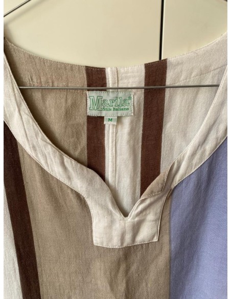 Vestito in misto lino a righe