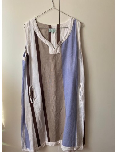 Vestito in misto lino a righe