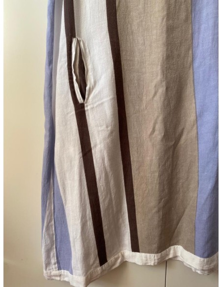 Vestito in misto lino a righe