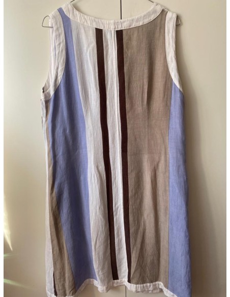 Vestito in misto lino a righe