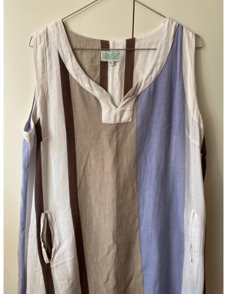 Vestito in misto lino a righe
