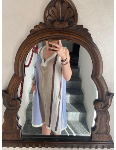 Vestito in misto lino a righe