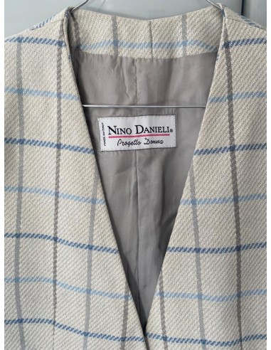 Blazer grigio con righe azzurre