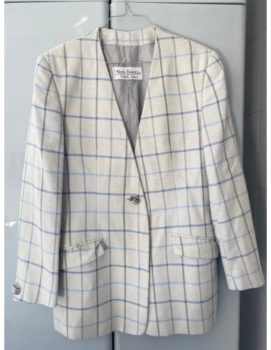 Blazer grigio con righe azzurre
