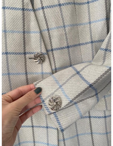 Blazer grigio con righe azzurre