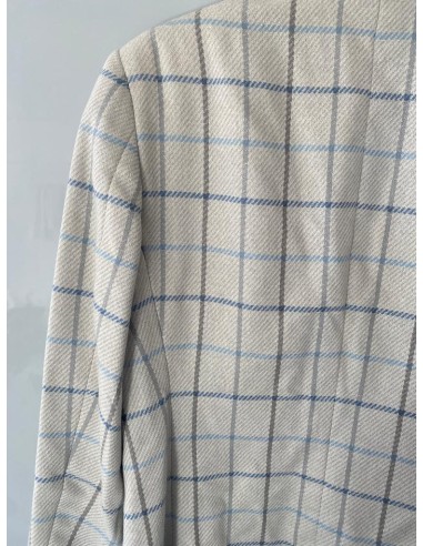 Blazer grigio con righe azzurre