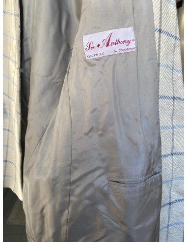 Blazer grigio con righe azzurre