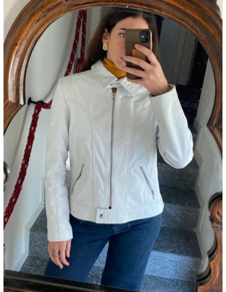 Giacca in pelle bianca