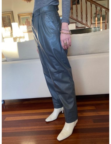 Pantaloni grigi in pelle