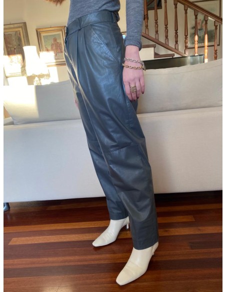 Pantaloni grigi in pelle