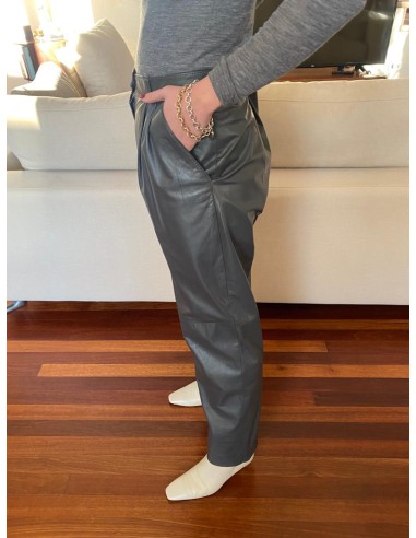 Pantaloni grigi in pelle