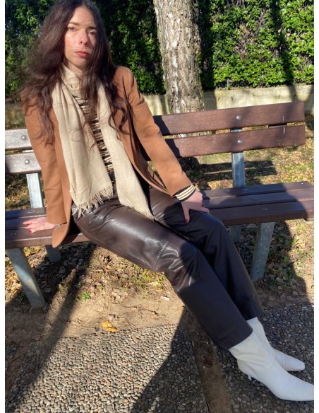 Pantaloni marroni in pelle