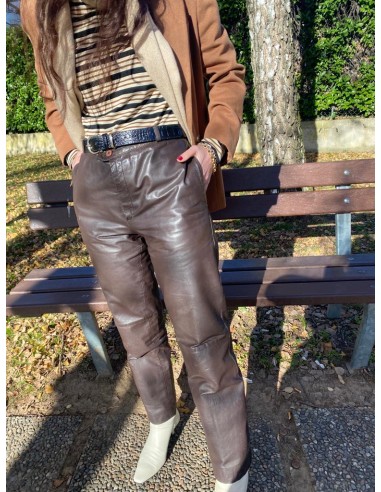 Pantaloni marroni in pelle