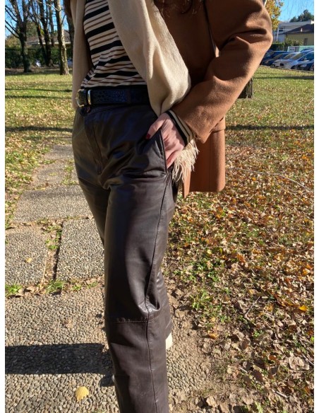 Pantaloni marroni in pelle