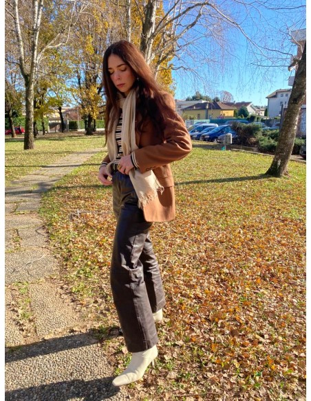 Pantaloni marroni in pelle