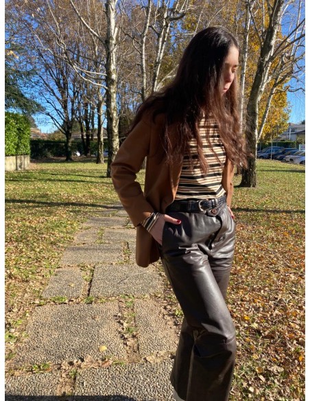 Pantaloni marroni in pelle