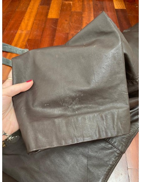 Pantaloni marroni in pelle