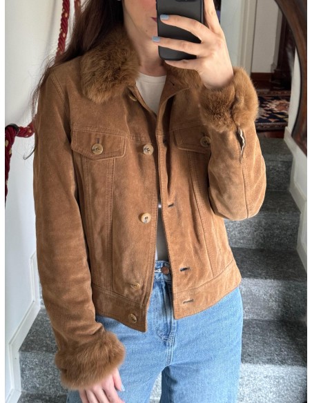 Giacca in pelle con inserti in pelo