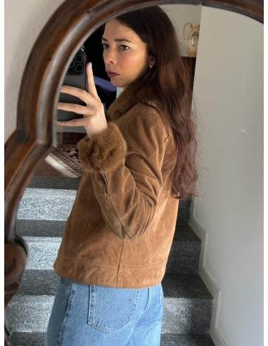 Giacca in pelle con inserti in pelo