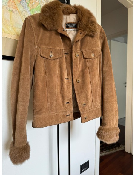 Giacca in pelle con inserti in pelo