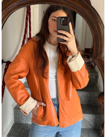 Giacca in pelle arancione