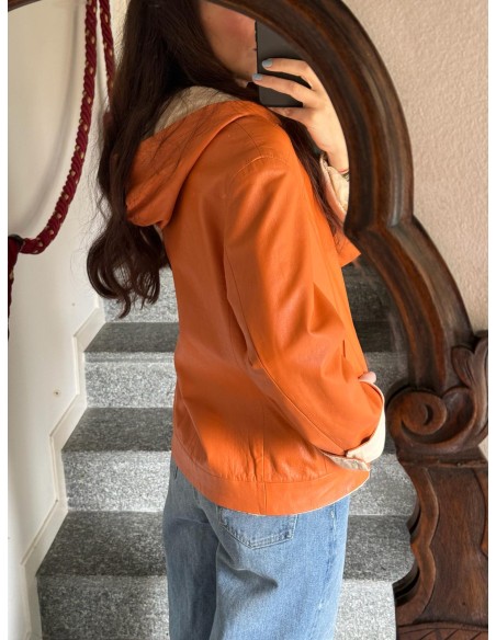 Giacca in pelle arancione