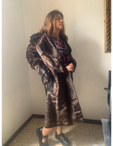 Pelliccia di Castoro con inserti in pelle – Taglia 48/50