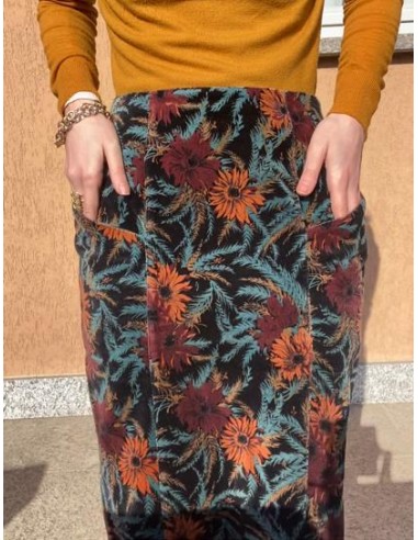 Gonna in velluto floreale