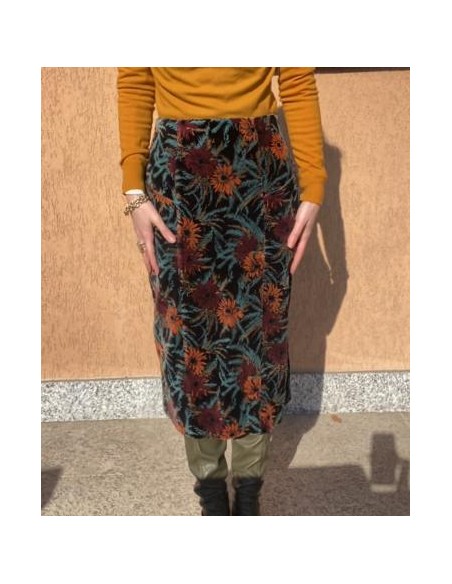 Gonna in velluto floreale