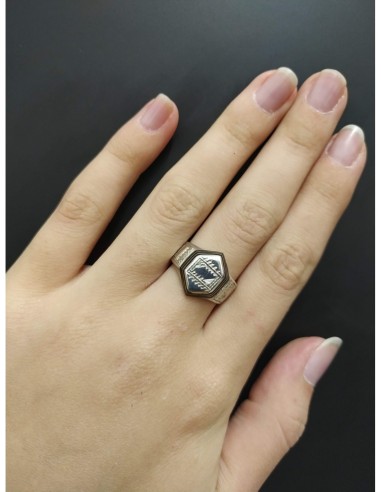 Anello in argento esagonale