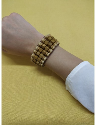 Bracciale in legno con perline