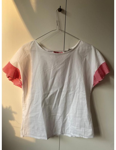 Maglietta bianca con dettagli vichy