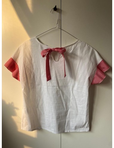 Maglietta bianca con dettagli vichy