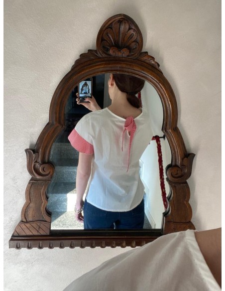 Maglietta bianca con dettagli vichy